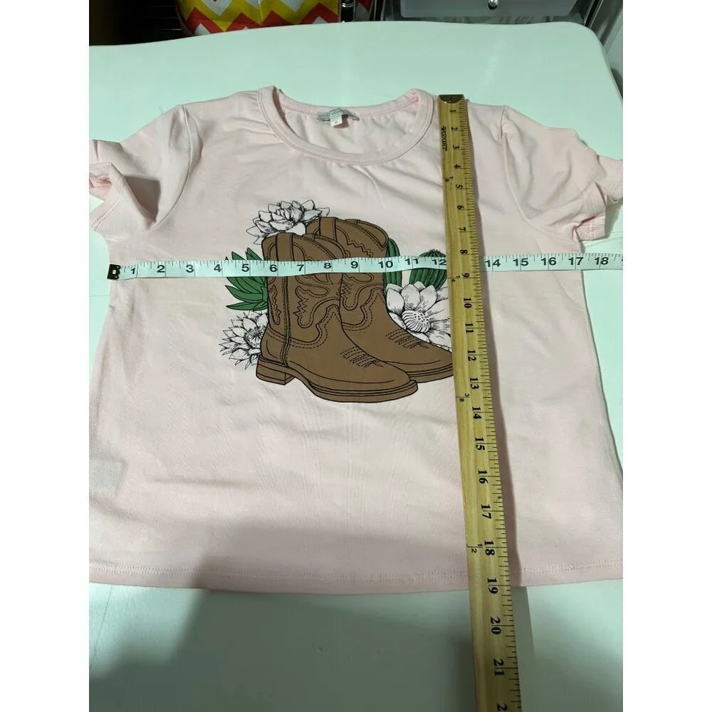 Social Academy Girl Pink Cowboy Boot Tee 14 & Art Class Wide Leg Cargo Pant XL